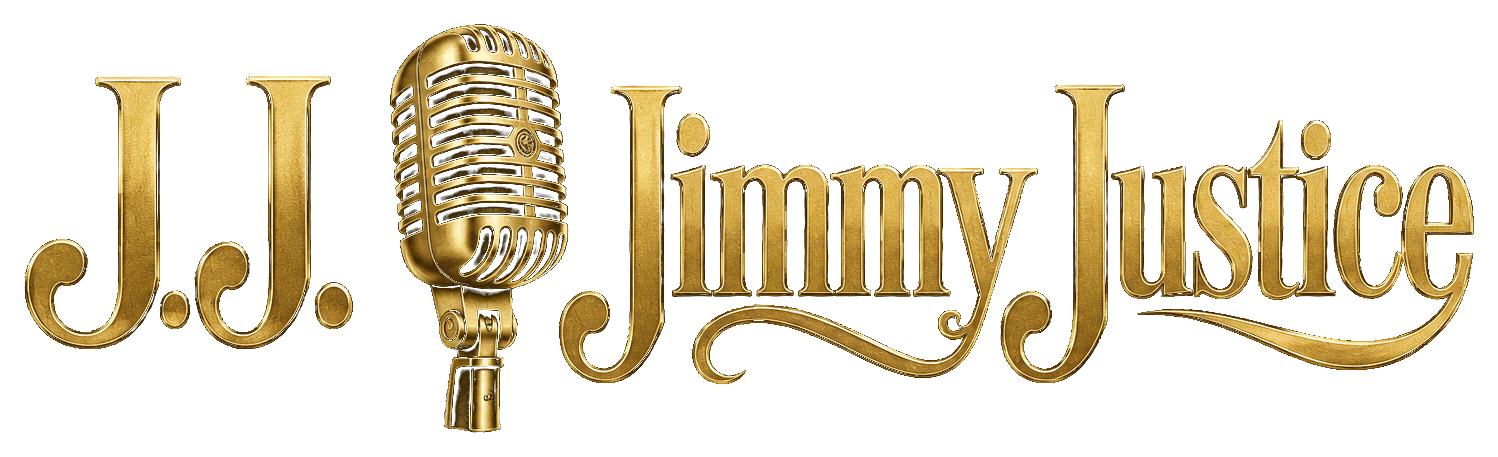 J.J. Jimmy Justice gold microphone logo
